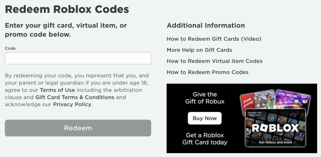 Roblox Gift Card